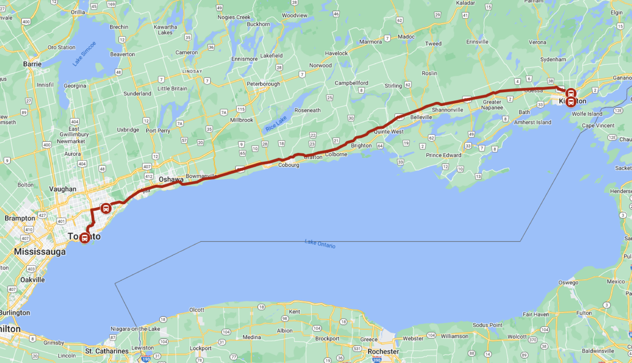 travel time toronto to kingston ontario